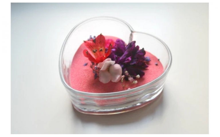 Dried Flowers and Colored Sand Centerpiece